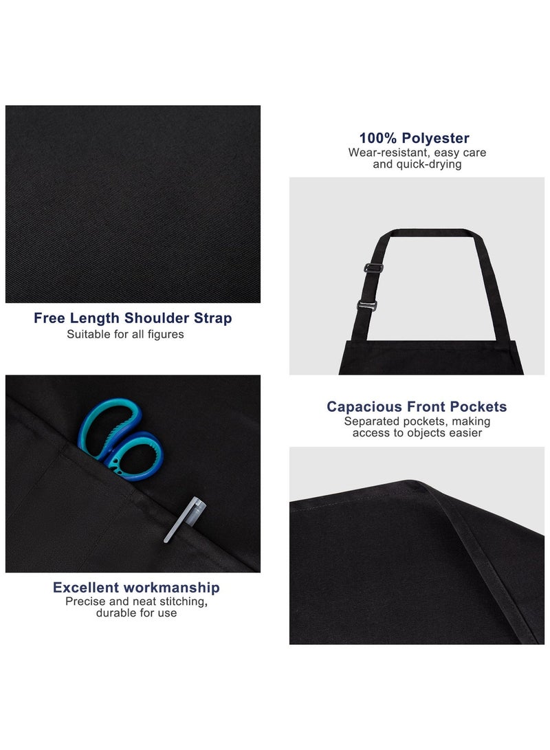 أبليف مجموعة من 2 مريلة للنساء والرجال مع جيبين قابلين للتعديل، مريلة مطبخ الشيف، مريلة الشواء، مريلة مطعم للطبخ والخبز والبستنة باللون الأسود - Image 3