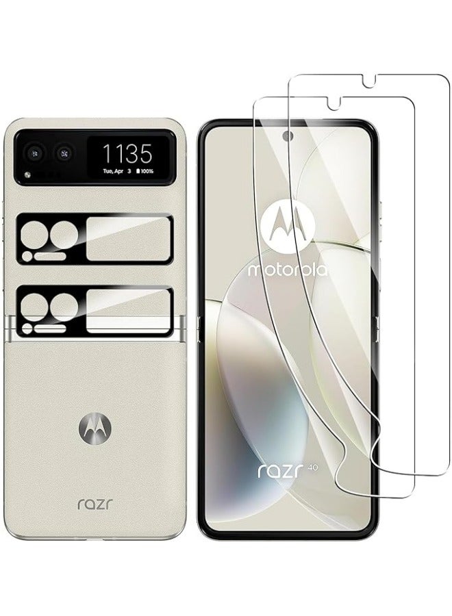 Compatible with Motorola Razr 40 2023 Screen Protector, Contains 【2 Pack】 Screen Protector and 【2 Pack】 Camera Lens Protector,Anti-Scratch No Bubbles TPU Flexible Film - Image 1