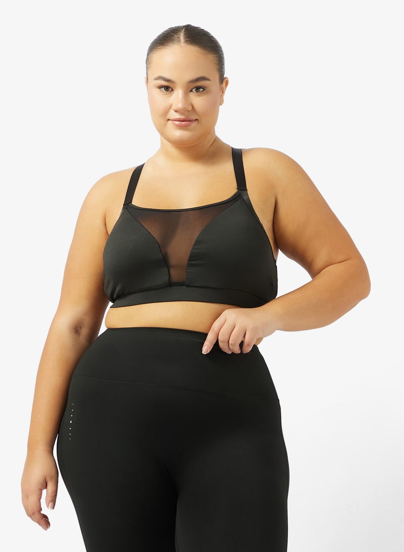 FRWD Plus Wide Strap Mesh Detail Sports Bra - Image 1
