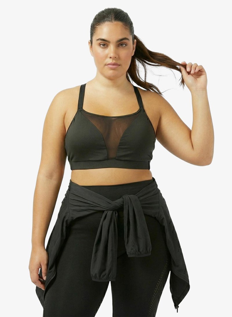 FRWD Plus Wide Strap Mesh Detail Sports Bra - Image 1