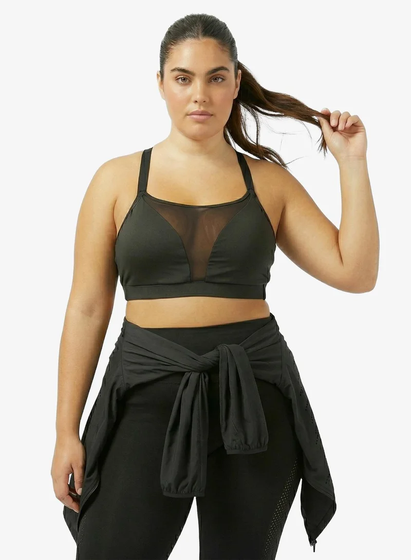 FRWD FRWD Plus Wide Strap Mesh Detail Sports Bra