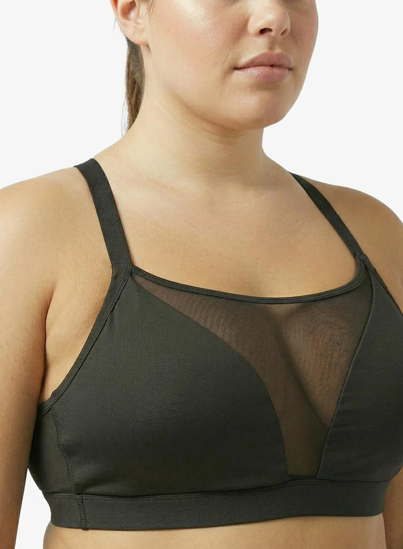 FRWD  FRWD Plus Wide Strap Mesh Detail Sports Bra for Women | Best Price UAE
