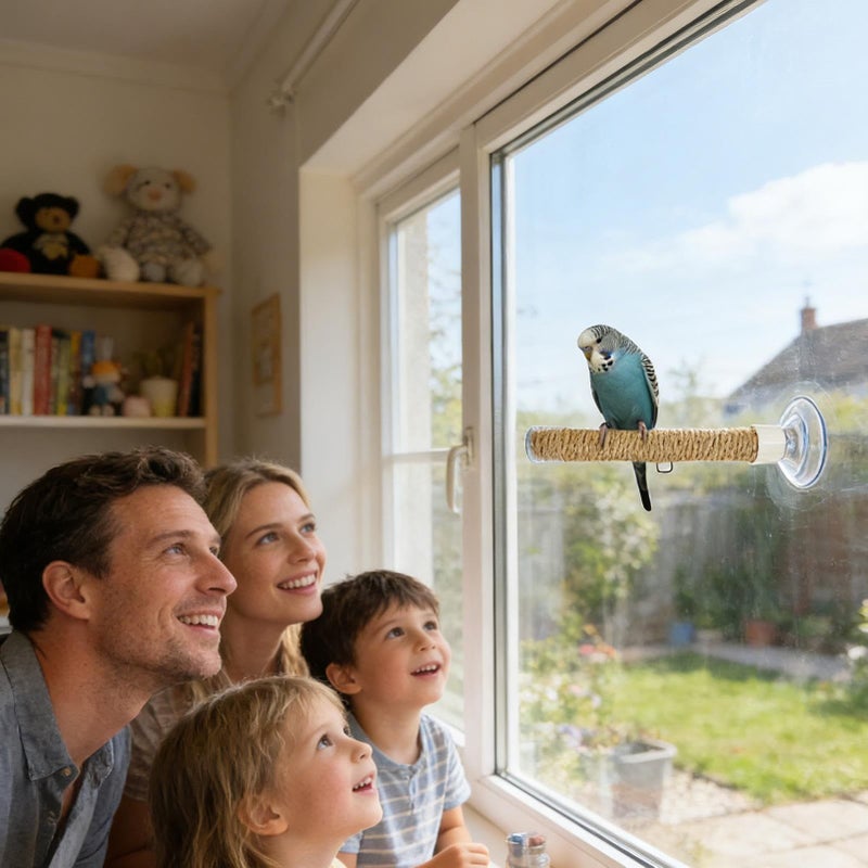 Suction Cup Bar And Swing Set Bird Perch With Extension Support For Parrots Window Mounted Portable Resting Station Strong Grip Smooth Surfaces - Image 5