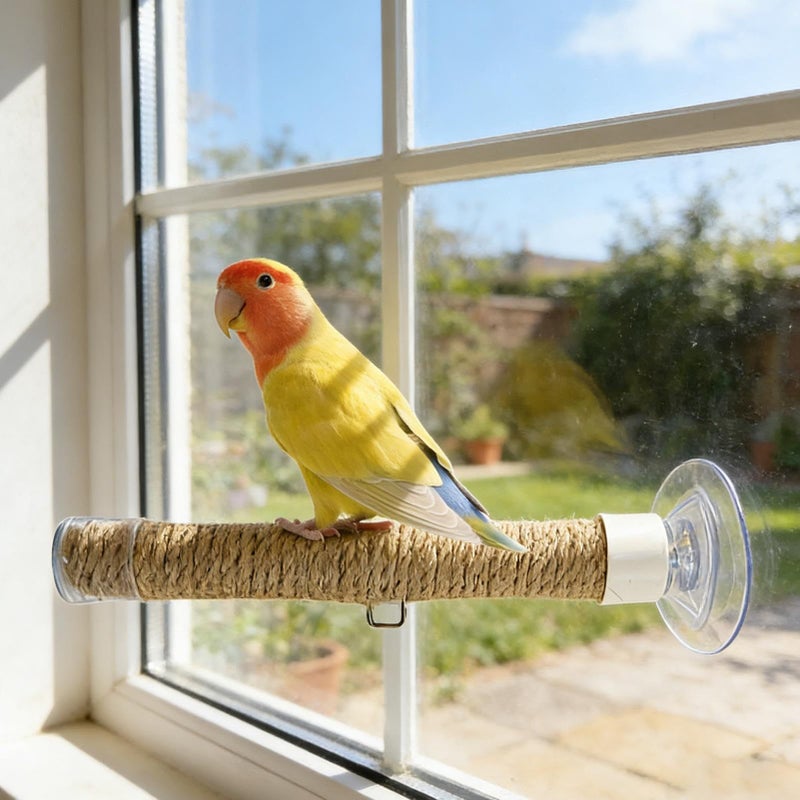 Suction Cup Bar And Swing Set Bird Perch With Extension Support For Parrots Window Mounted Portable Resting Station Strong Grip Smooth Surfaces - Image 3
