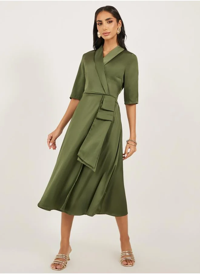 ستايلي Styli Plain Short Sleeves Blazer Midi Dress
