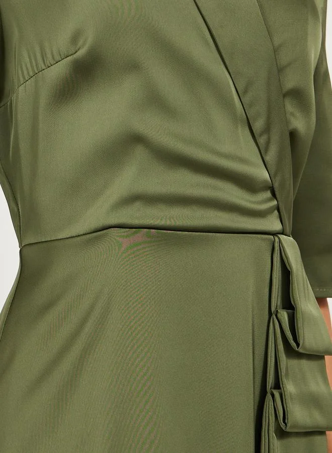 Styli Satin Wrap Midi Dress