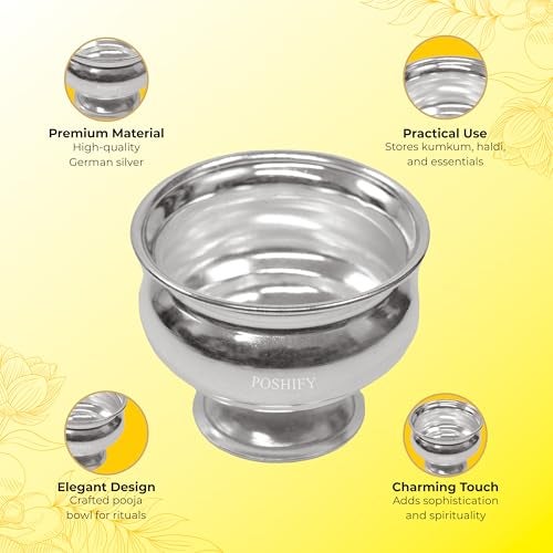 POSHIFY German Silver Bowl Pack of 2, Puja Bowls, Pooja Room, Puja Samagri, Silverware, Temple Accessories, Prayer Room Decor, Diwali Gift, Wedding Gift, Puja Bowl Set, Pooja, Prayer - 1302 - Image 4