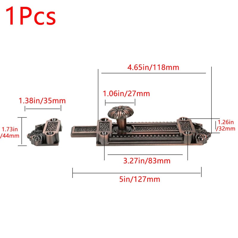 Geesatis Vintage Slide Door Bolt Gate Security Lock Latch Antique Sliding Door Window Latch, with Mounting Screws, Red Bronze,1Pcs - Image 2