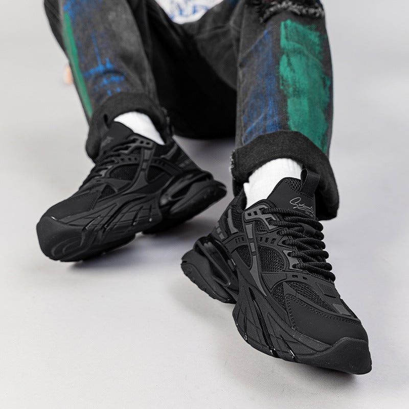 Black Samurai Men'S Shoes Breathable Leisure Sports Running Teenager Thick Sole Increased Black Torre Trendy Shoes - Image 5