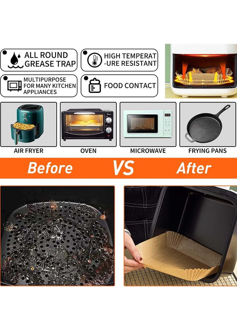 Generic Air Fryer Square Paper Liner 7.9 inch/20 cm 120 Pieces Disposable Waterproof Baking Paper for Microwave Baking and Roasting  - Image 5