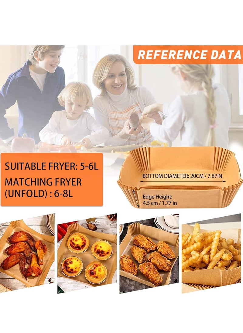 Generic Air Fryer Square Paper Liner 7.9 inch/20 cm 120 Pieces Disposable Waterproof Baking Paper for Microwave Baking and Roasting  - Image 4