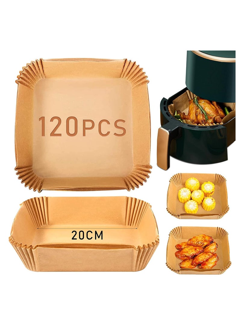 Generic Air Fryer Square Paper Liner 7.9 inch/20 cm 120 Pieces Disposable Waterproof Baking Paper for Microwave Baking and Roasting  - Image 1