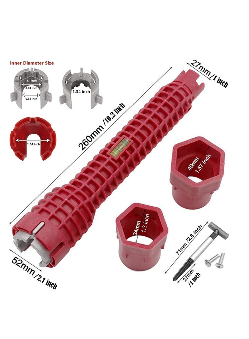 MLADEN Sink Wrench, 8-in-1 Multifunctional Faucet & Pipe Installation Tool, Universal Plumbing Repair Wrench for Tight Spaces, Faucet Installer for Under Sink, Bathroom, Kitchen Basin, Toilet – Red - Image 2