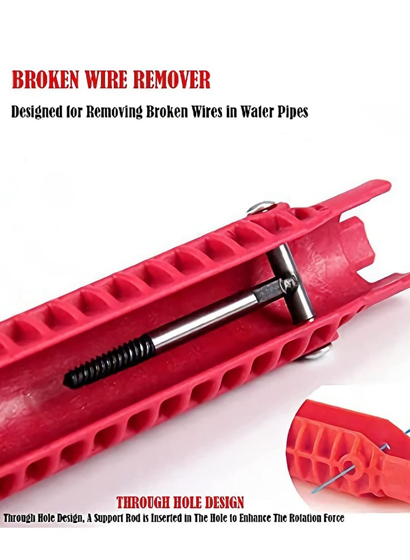 MLADEN Sink Wrench, 8-in-1 Multifunctional Faucet & Pipe Installation Tool, Universal Plumbing Repair Wrench for Tight Spaces, Faucet Installer for Under Sink, Bathroom, Kitchen Basin, Toilet – Red - Image 4