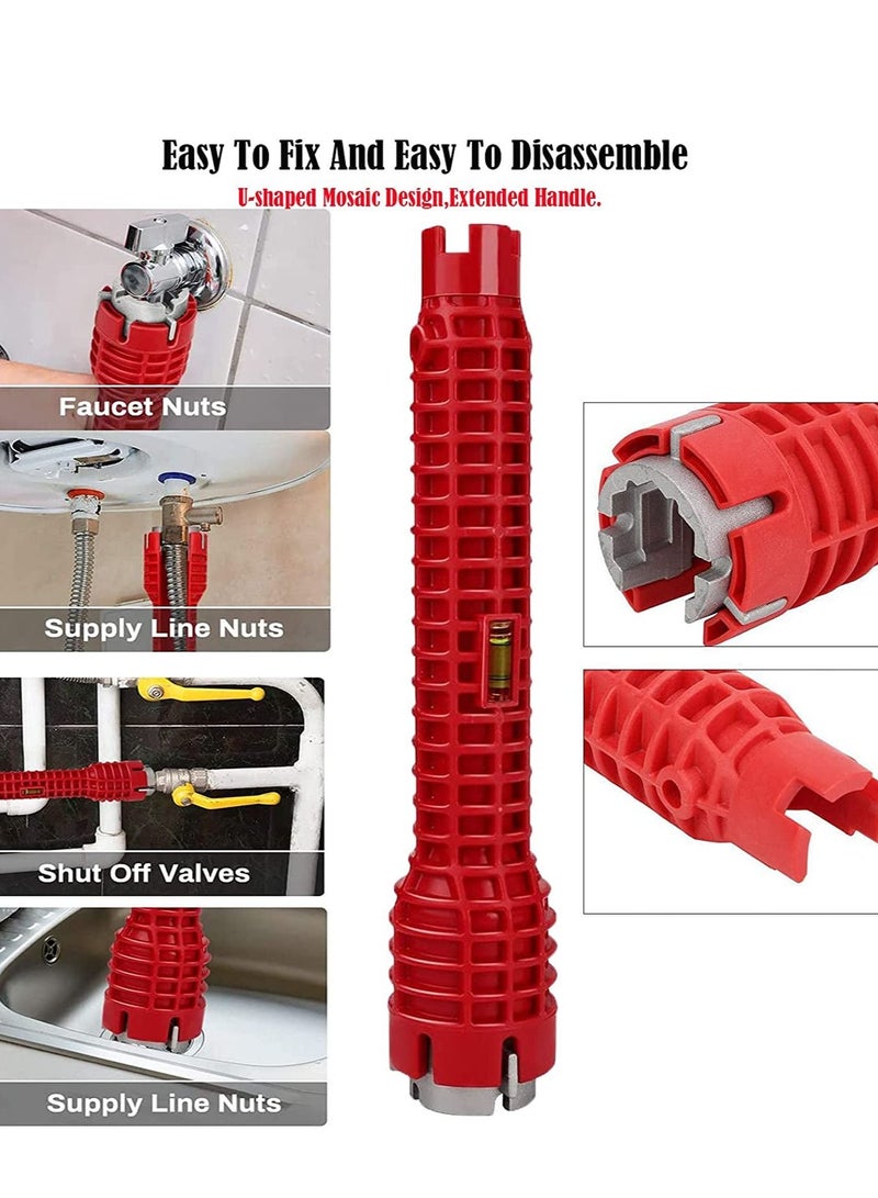 MLADEN Sink Wrench, 8-in-1 Multifunctional Faucet & Pipe Installation Tool, Universal Plumbing Repair Wrench for Tight Spaces, Faucet Installer for Under Sink, Bathroom, Kitchen Basin, Toilet – Red - Image 5