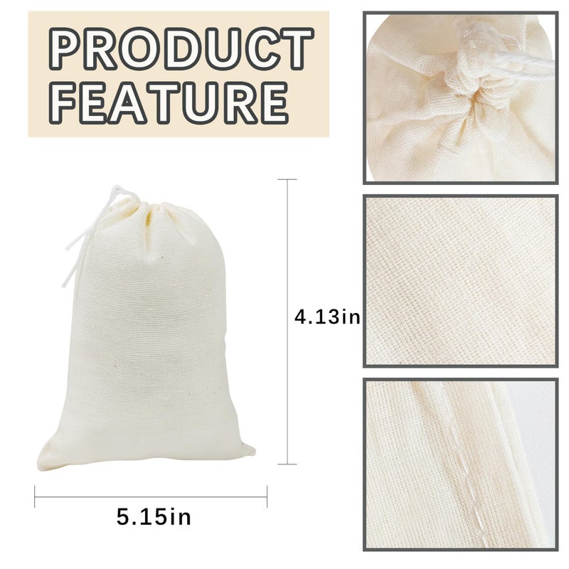 ARKBAODAN 50PCS 3x4 Small Muslin Cloth Bags with Drawstrings - Reusable Empty Spice & Herb Bags for Cooking, Potpourri, cloth tea bags, cloth bags bulk - Image 2