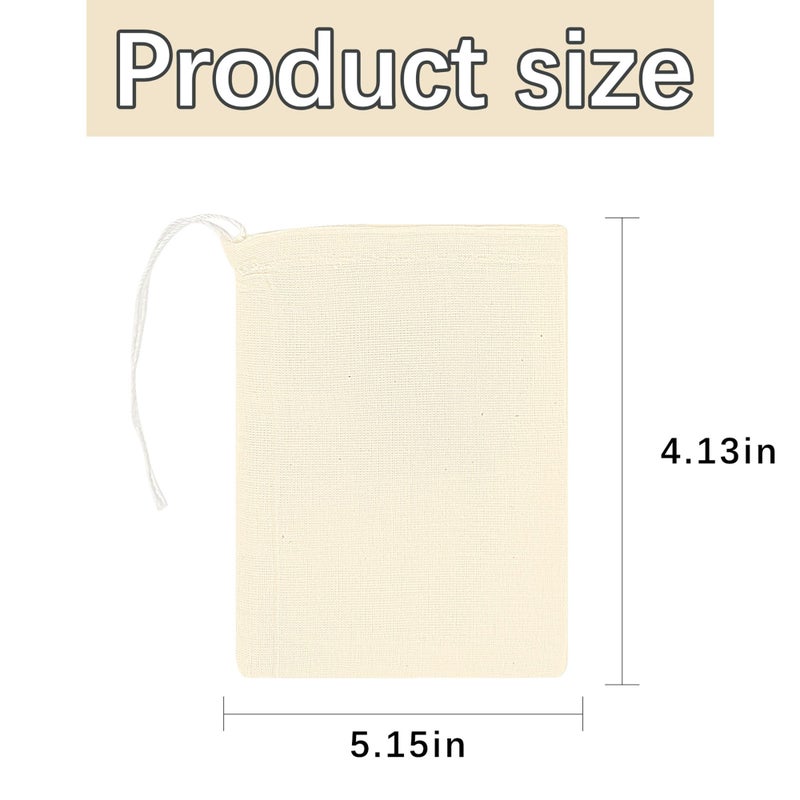 ARKBAODAN 50PCS 3x4 Small Muslin Cloth Bags with Drawstrings - Reusable Empty Spice & Herb Bags for Cooking, Potpourri, cloth tea bags, cloth bags bulk - Image 3