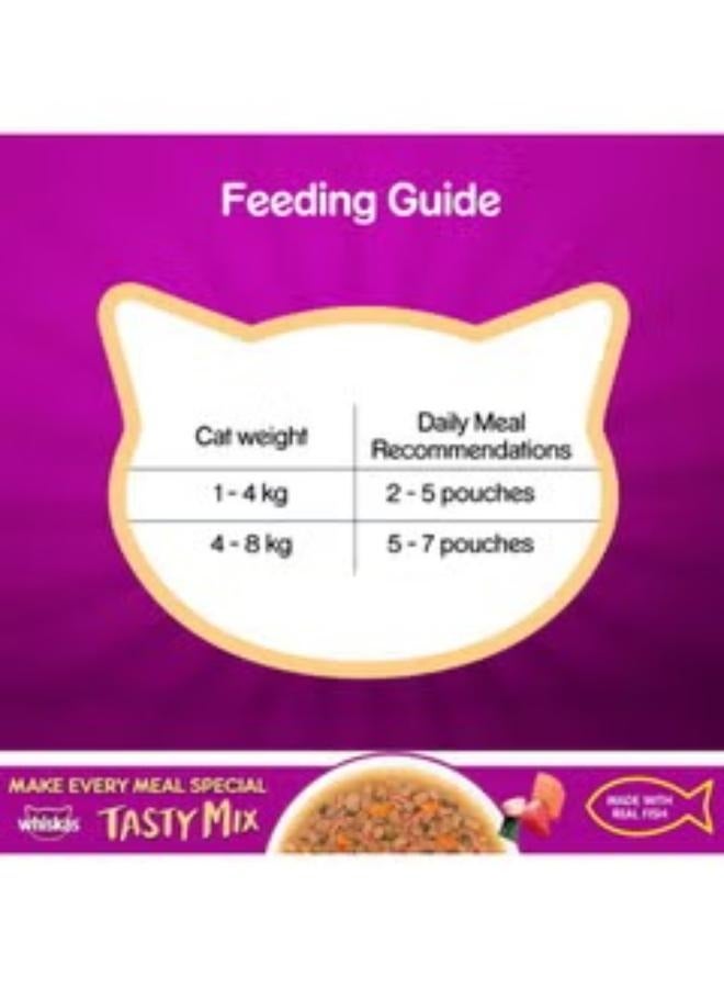 ويسكاس طعام القطط الرطب اللذيذ للبالغين (1+ سنة) المصنوع من الأسماك الحقيقية وكوكتيل المأكولات البحرية والأعشاب البحرية واكامي في المرق - عبوة من 12 قطعة (70 جرام × 12 قطعة) - Image 4