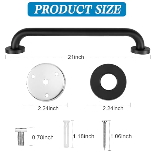 Tatuo 4 Pack Showers Grab Bars for Bathtubs 304 Stainless Steel Bathroom Safety Handrails Anti Slip Handles Grab Bars for Elderly Senior Pregnant Black20 Inch - Image 3