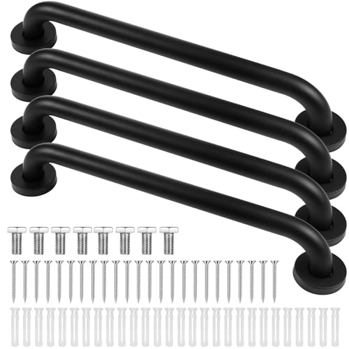 Tatuo 4 Pack Showers Grab Bars for Bathtubs 304 Stainless Steel Bathroom Safety Handrails Anti Slip Handles Grab Bars for Elderly Senior Pregnant Black20 Inch - Image 1