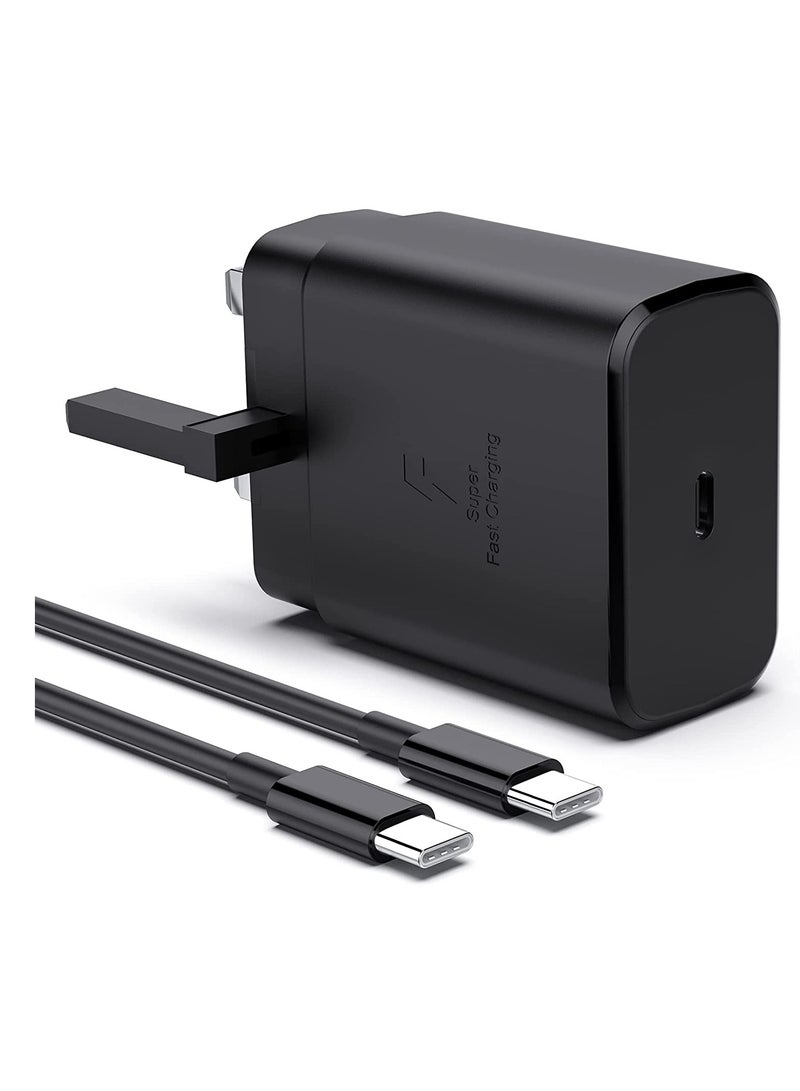 45W UK Plug with USB Type-C Cable Fast Charger for Samsung ,Wall Travel Adapter for Samsung Galaxy S24 Ultra/S23+/S22/S21+/S20/A16/A15/A14/A13/A12/A56/A55/A36/A35/A34 USB C Fast Charger Type C Plug - Image 1