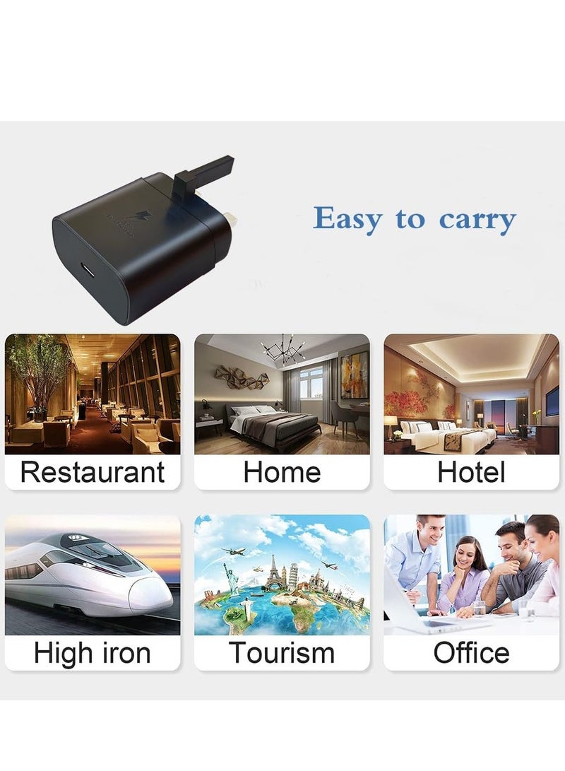 45W UK Plug with USB Type-C Cable Fast Charger for Samsung ,Wall Travel Adapter for Samsung Galaxy S24 Ultra/S23+/S22/S21+/S20/A16/A15/A14/A13/A12/A56/A55/A36/A35/A34 USB C Fast Charger Type C Plug - Image 3