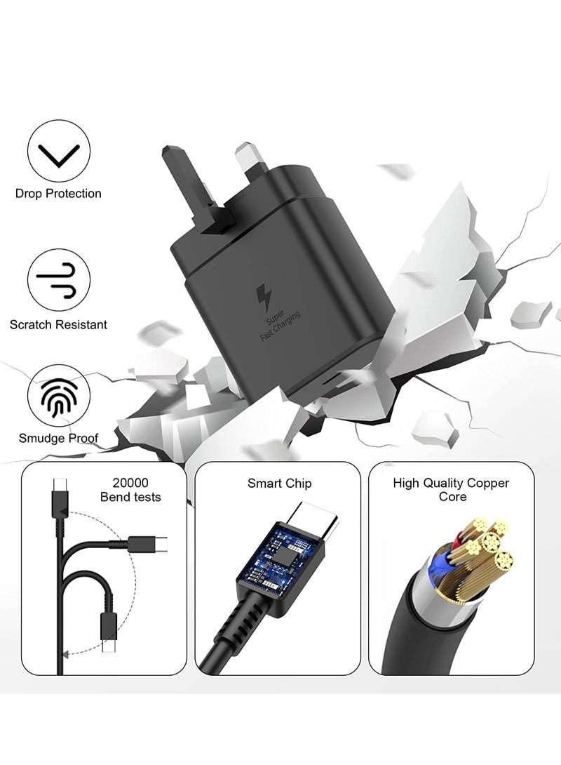 45W UK Plug with USB Type-C Cable Fast Charger for Samsung ,Wall Travel Adapter for Samsung Galaxy S24 Ultra/S23+/S22/S21+/S20/A16/A15/A14/A13/A12/A56/A55/A36/A35/A34 USB C Fast Charger Type C Plug - Image 2