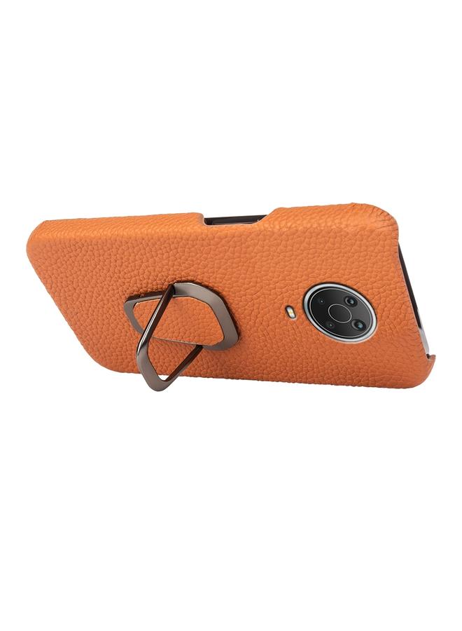 اس-توب جراب لهاتف Nokia G20 مزود بحلقة من الجلد الطبيعي بتصميم ليتشي - Image 3