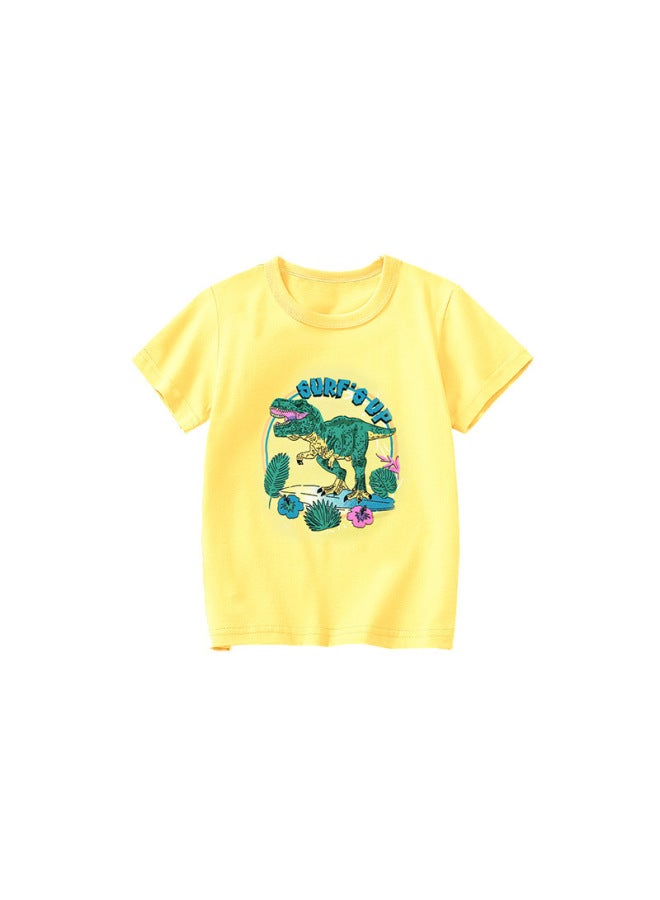 Boys Pure Cotton Loose Short Sleeve T-Shirt – Round Neck, Casual