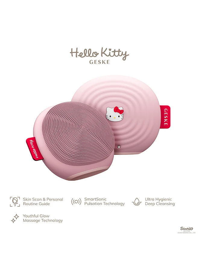 GESKE GESKE x Hello Kitty SmartAppGuided Sonic Facial Brush, 4 in 1, Electric Facial Cleansing Brush, Cleansing Brush, Skin Cleansing, Skincare, Gentle Cleansing