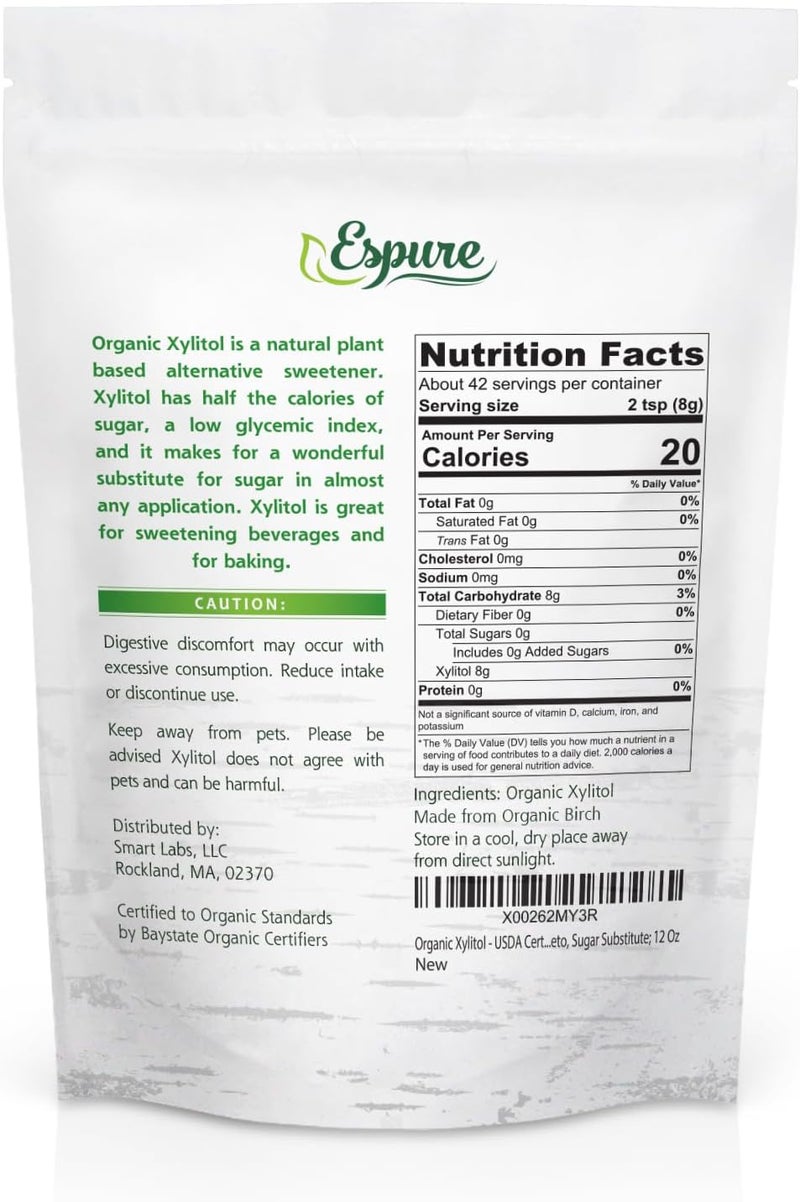 Espure Organic Xylitol - 12 Oz Natural Plant-Based Sweetener, Low Calorie, Keto Friendly - Image 2