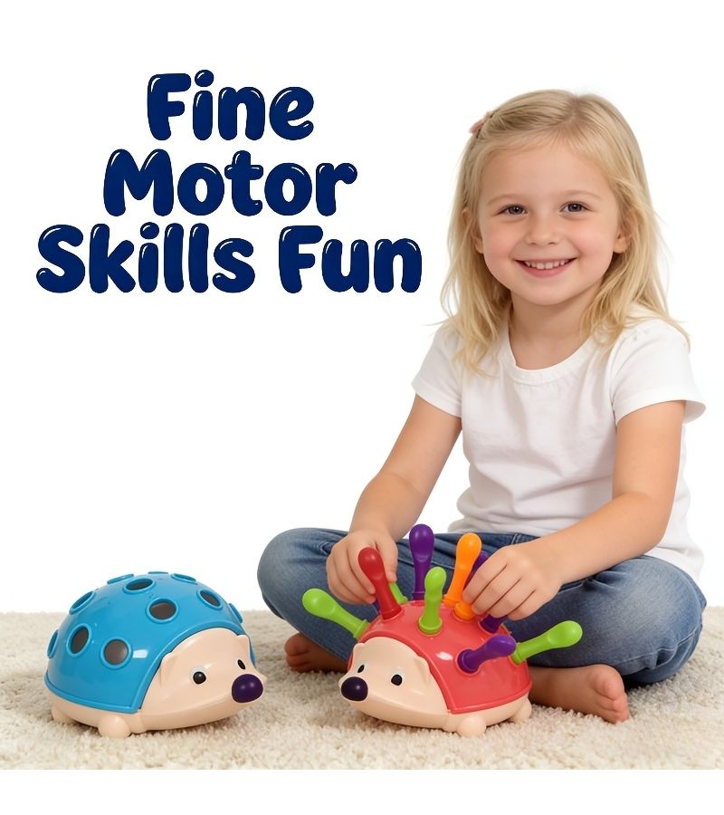 Rose Red Hedgehog Puzzle Sensory Toy For Fine Motor Skills Math Counting And Classification - Image 3