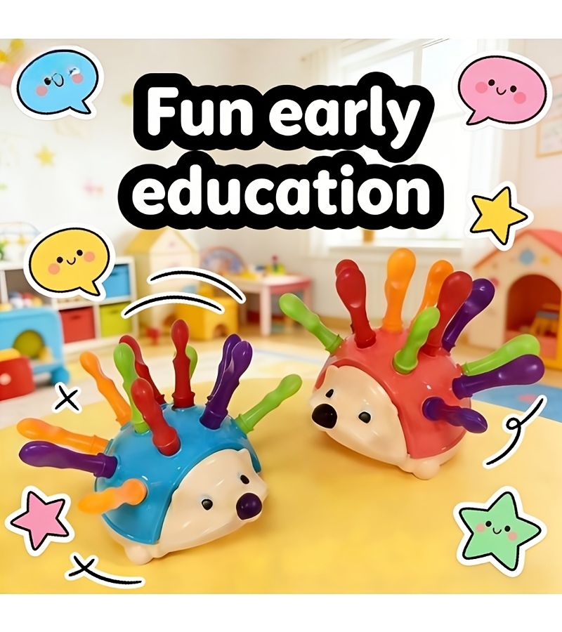 Rose Red Hedgehog Puzzle Sensory Toy For Fine Motor Skills Math Counting And Classification - Image 1