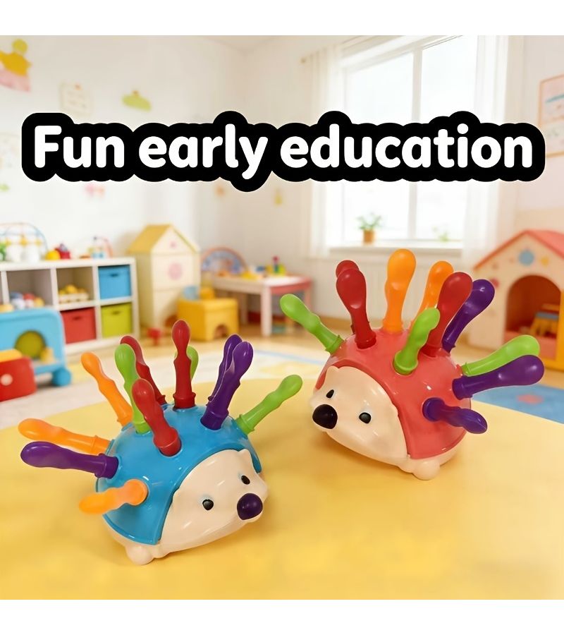 Rose Red Hedgehog Puzzle Sensory Toy For Fine Motor Skills Math Counting And Classification - Image 4