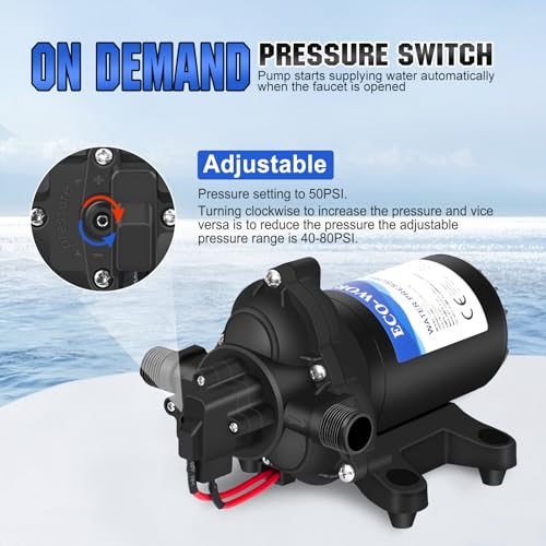 ECO-WORTHY RV Water Pump 12Volt 3.5GPM 50PSI 12V Fresh Diaphragm Pump with Pressure Switch and Self-Priming for RV Yacht Garden Sprayer Food Truck - Image 3