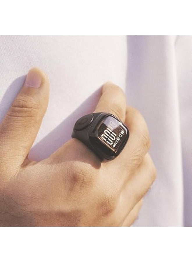 iQIBLA iQIBLA Smart Tasbih Zikr Ring-Muslim Prayer-Prayer timing reminder-OLED display-Tasbih Counter- Smart Ring- Wearable Technology- Waterproof Zikr Ring Black-E0120BK-USB (20mm)  - Image 4