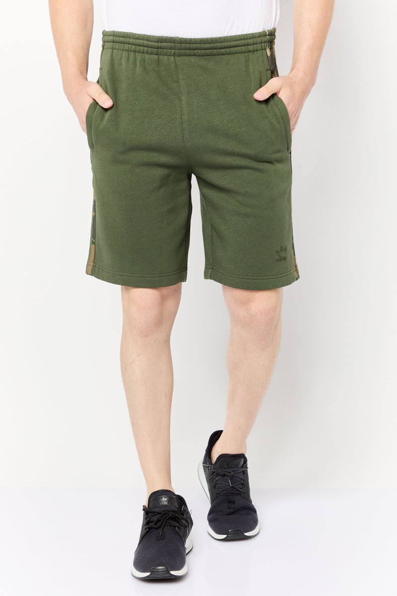 adidas Originals Men Sportswear Fit Camouflage Stripe Outdoor Shorts, Olive - Image 1