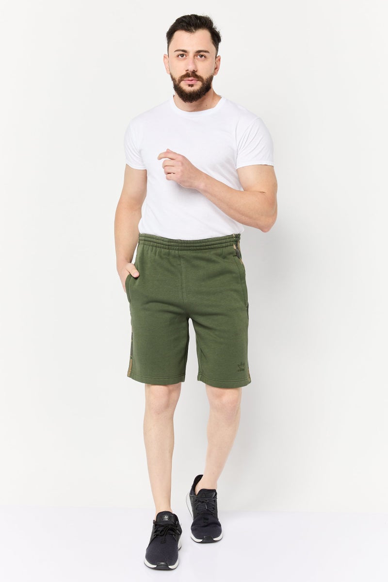 adidas Originals Men Sportswear Fit Camouflage Stripe Outdoor Shorts, Olive - Image 4