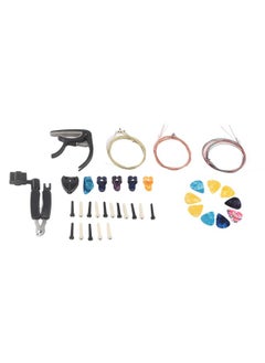 Thoraya Guitar Accessory Kit 3 Set Metal Strings Bridge Pin Winder Capo Picks Replacement Pack  - Image 1