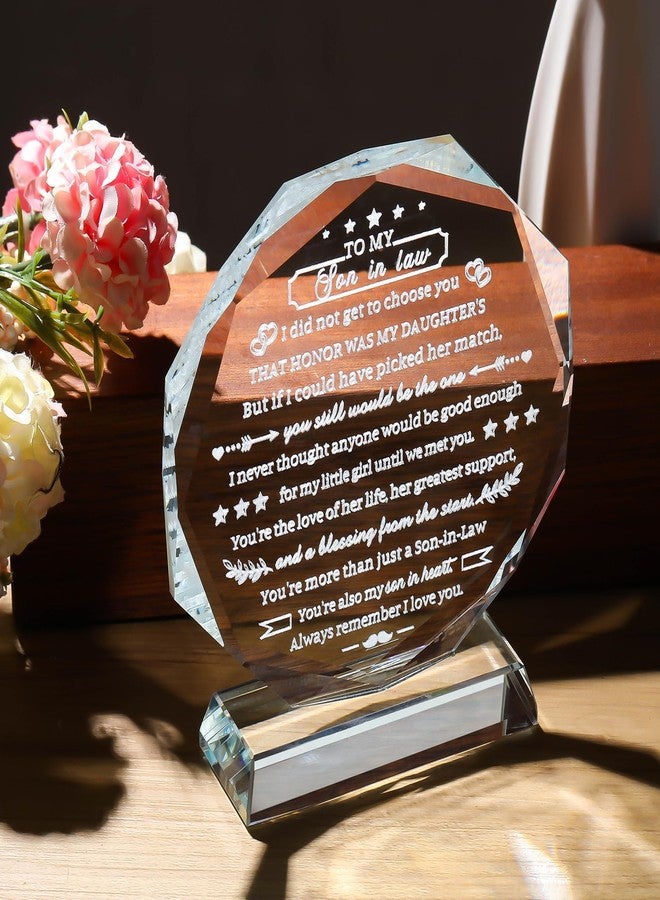 Movdyka Son in Law Gifts from Mother Father in Law, Best Birthday Gifts for Son in Law, Crystal Plaque Keepsake, Christmas Father's Day to My Favorite Son in Law - Image 3