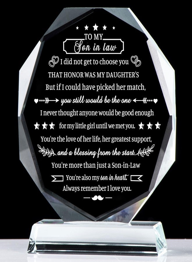 Movdyka Son in Law Gifts from Mother Father in Law, Best Birthday Gifts for Son in Law, Crystal Plaque Keepsake, Christmas Father's Day to My Favorite Son in Law - Image 1