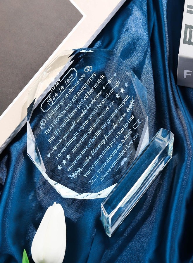 Movdyka Son in Law Gifts from Mother Father in Law, Best Birthday Gifts for Son in Law, Crystal Plaque Keepsake, Christmas Father's Day to My Favorite Son in Law - Image 2