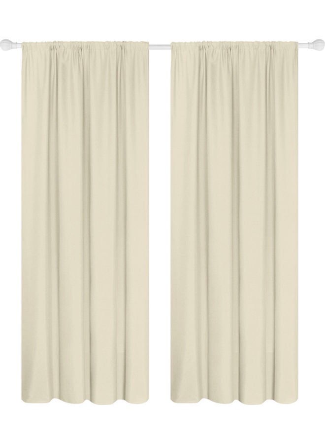 NIBEMINENT 2-Piece Semi Blackout Curtains Beige - Image 1