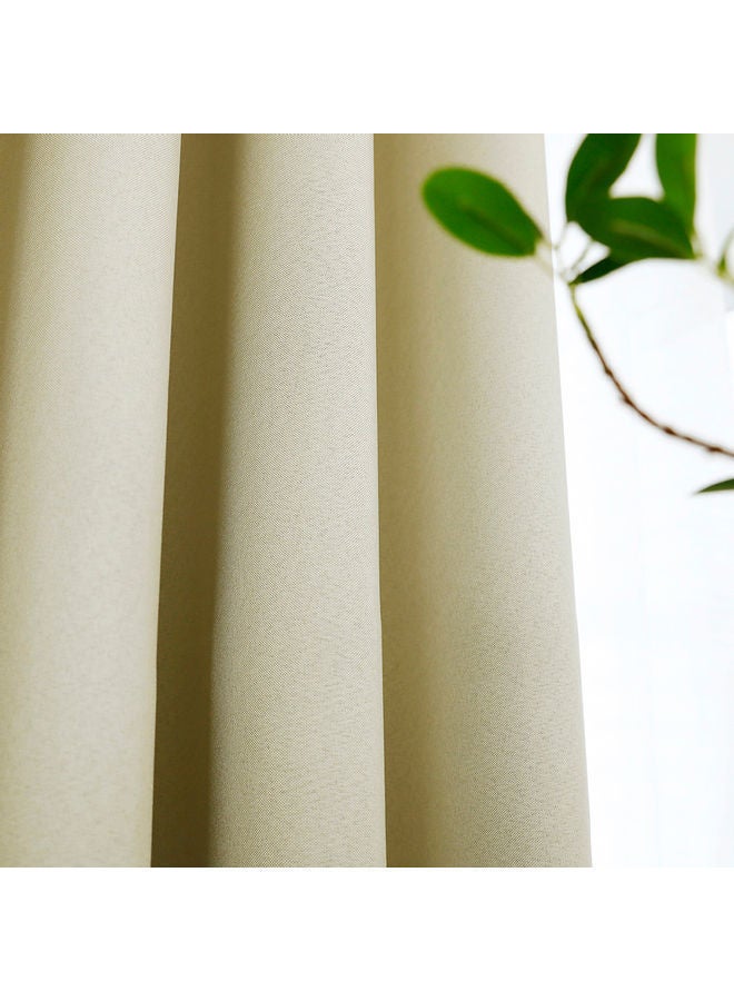NIBEMINENT 2-Piece Semi Blackout Curtains Beige - Image 4