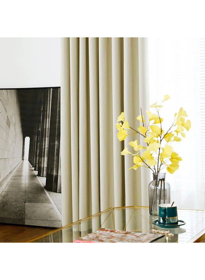 NIBEMINENT 2-Piece Semi Blackout Curtains Beige - Image 5