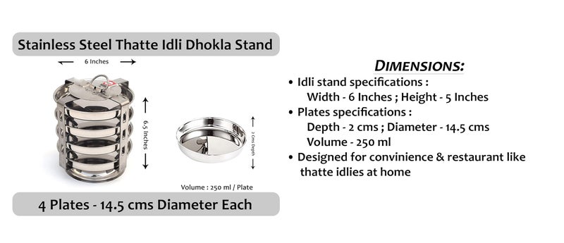 Bleaf Stainless Steel Thatte Idli Stands (4 Plates - 4 thatte idli) - Image 5