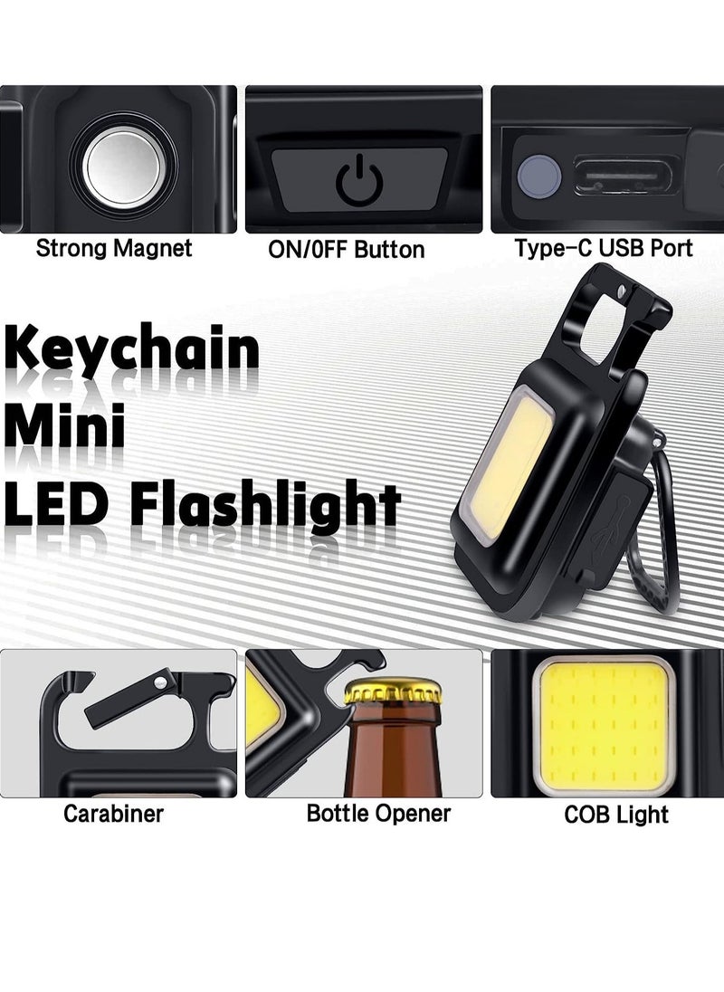 ELTRAZONE - Keychain Flashlight with Bottle Opener, Magnetic Base and Folding Bracket Mini Flashlight 1000 Lumens Rechargeable LED Light Cool White with 4 Modes Multifunctional Pocket Light - Image 1