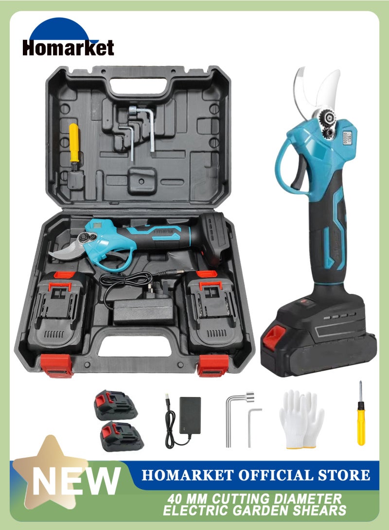 HomarKet 21V Electric Pruning Shears, Pruning shears for gardening,Cutter Gardening Scissors, With 2Pcs 2.0Ah Battery,1 Charger Included & Blades Set,1.2 Inch(30MM) - Image 1