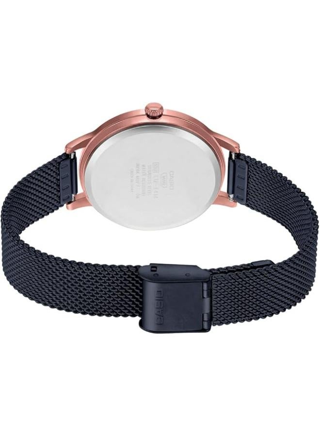 Casio Watch for Women LTP-E157MRB-1BDF Analog Stainless Steel Mesh Band Black & Rose Gold - Image 2