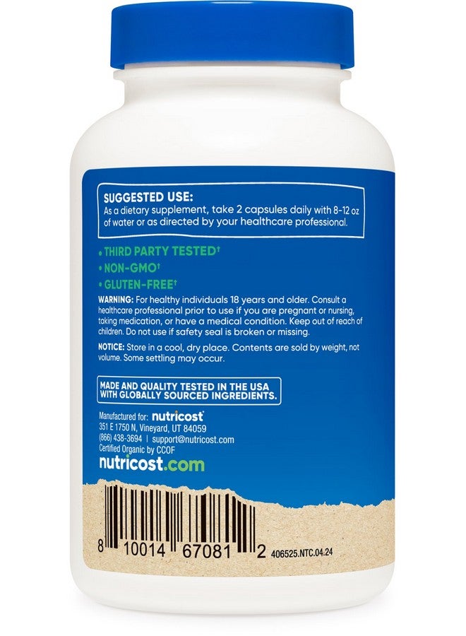 Nutricost Cordyceps Mushroom Capsules 1100mg, 90 Serv - CCOF Certified Made with Organic, Gluten Free, 550mg Per Capsule (180 Capsules) - Image 4